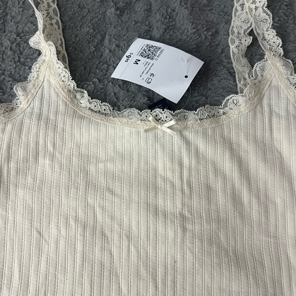 Forever 21 Cream Lace Trim Top